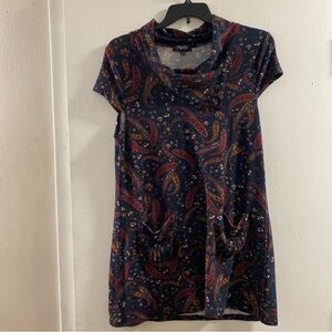 Papillon Blanc Paisley Midi Dress - Navy and Burgundy